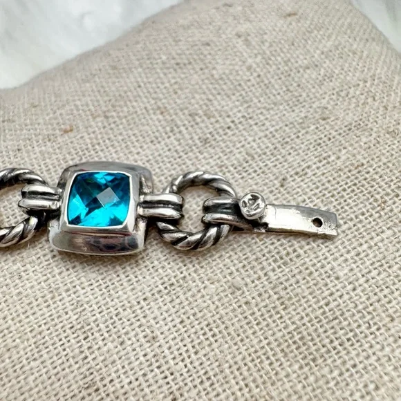 David Yurman .925 Blue Topaz Renaissance Chain Bracelet - Picture 5 of 8